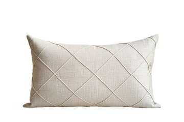 Beige quilted pillow on transparent background