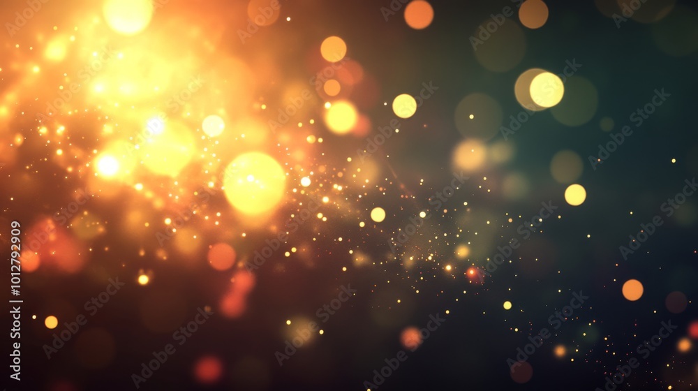 Poster A vibrant background with glowing orbs and particles in warm colors, creating a magical and enchanting atmosphere.