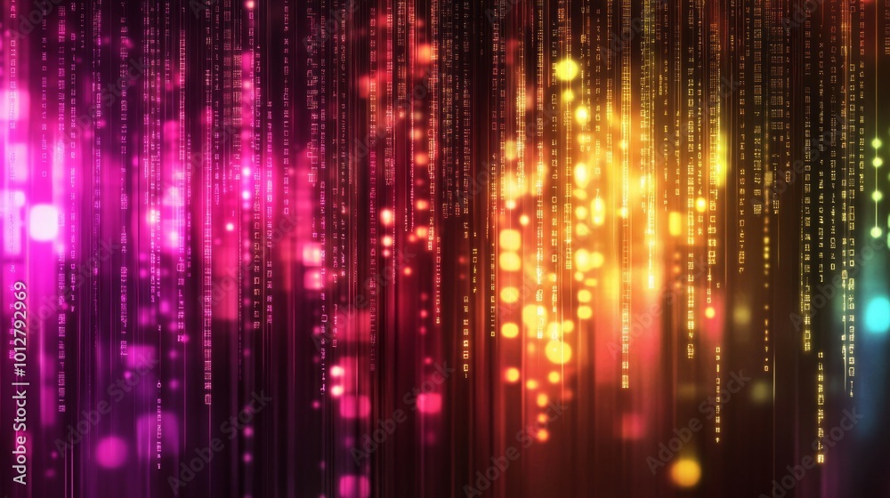 Aufkleber A vibrant abstract background featuring colorful vertical lights and shimmering patterns, creating a dynamic and festive atmosphere.