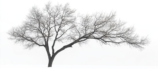 Bare Branches Reaching Out Against White Sky