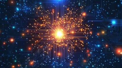 Fototapeta premium Abstract cosmic explosion of light particles