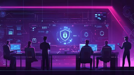 Cybersecurity team analyzing data insights