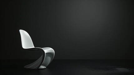 A sleek, modern white chair set against a black backdrop, with clean lines and stark contrast creating a bold visual impact. 8k UHD, suitable for high-quality printing or digital display. 