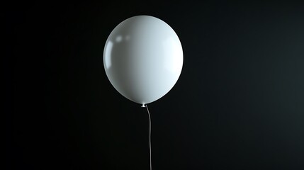 A floating white balloon isolated against a black background, the high contrast accentuating its smooth surface and simple shape. 8k UHD, suitable for high-quality printing or digital display. 