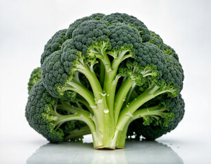 Macro photo green fresh vegetable broccoli. Fresh green broccoli on a black stone table.Broccoli vegetable is full of vitamin.Vegetables for diet and healthy eating.Organic food.