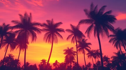 Obraz premium Palm Trees Silhouette at Sunset