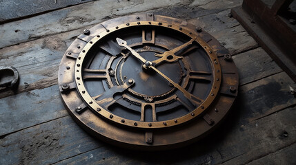 Obraz premium A metal clock.