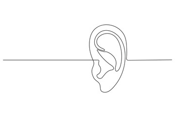 Human ear continuous one line drawing