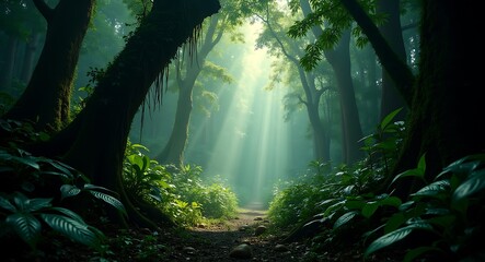 Misty Forrest Background