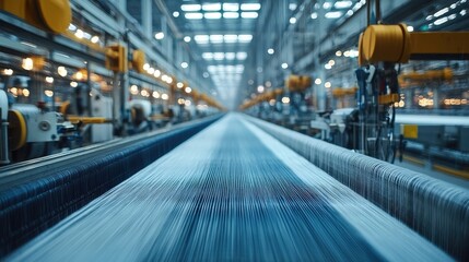Fototapeta premium Advanced Textile Weaving Machines in Action