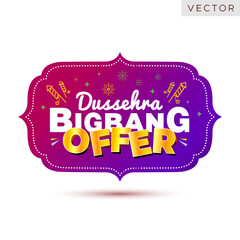 Festive sale offers shopping discount logo concept design with Indian festival background and Dussehra bigbang offer typography.