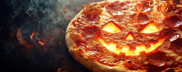 Halloween Themed Pizza with Creative Design