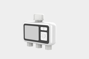 Smart Flower Irrigation Electric Battery Operated Water Timer For Garden. 3d illustration