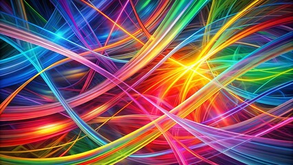 A kaleidoscope of swirling, luminous lines, intertwining and radiating with vibrant colors, a symphony of light and motion.