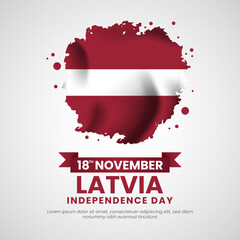 Latvia Independence Day Celebrating Flag with Grunge Brush Paint Style Background