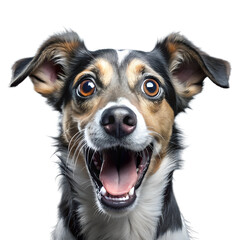 dog with a funny and excited expression isolate on transparency background