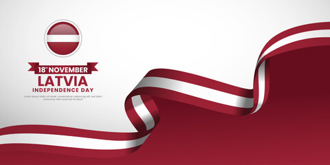 Latvia Independence Day banner background waving ribbon flag with blank space area