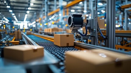Modern Factory Floor with Machines and Production Line