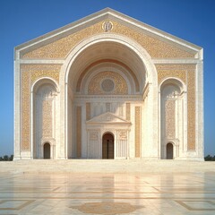 Obraz premium Majestic architectural marvel showcasing intricate craftsmanship against a clear blue sky