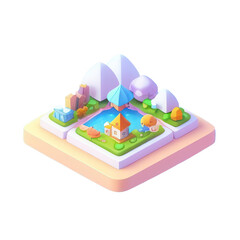Isometric 3D Building Illustration – Vector City Architecture Design for Urban Maps, Business Offices, and Skyscrapers in Modern Technology and Mobile Applications