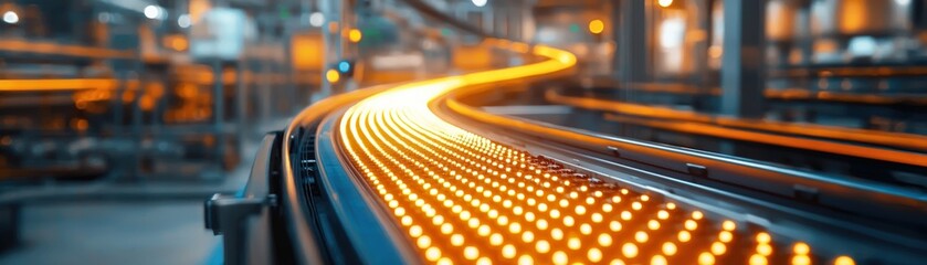 Fototapeta premium Vibrant Conveyor Belt in Industrial Setting