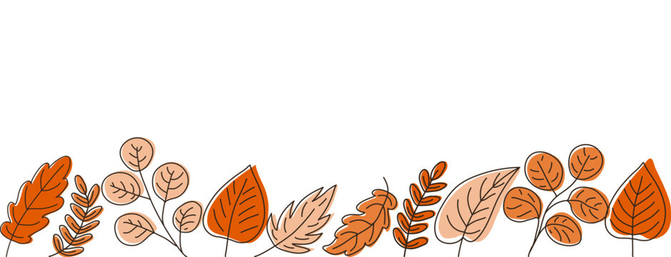 Autumn outline foliage along the bottom edge of the banner