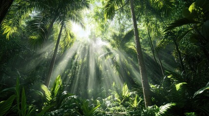 Obraz premium Sunlight Through The Rainforest Canopy