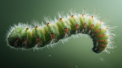 Fototapeta premium Close-Up of a Green Caterpillar