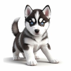 siberian husky puppy isolated on white background