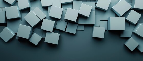 Minimalist composition of scattered 3D cubes on a textured surface, perfect for backgrounds and modern design projects.