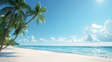 Stunning Tropical Beach Scene with Clear Blue Sky