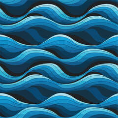 Blue waves pattern. Summer lake wave, water flow abstract vector seamless background. Blue waves pattern. Summer lake wave lines, beach waves water flow curve abstract landscape, vibrant silk textile 