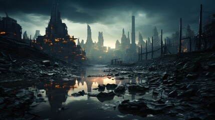 Fototapeta premium Post-Apocalyptic Cityscape