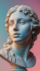 Obraz premium Classical female head sculpture with neutral expression and prominent cheekbones