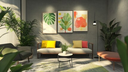 Modern Living Room with Greenery