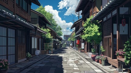 anime background of outdoor landscape , nice for wallpaper