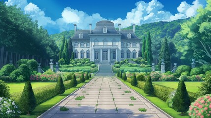 anime background of outdoor landscape , nice for wallpaper