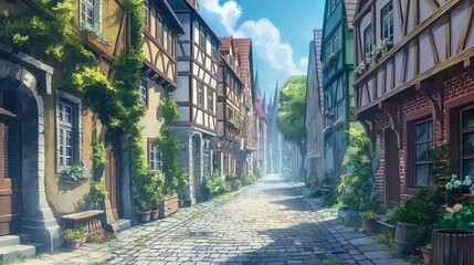 Fototapeta premium anime background of outdoor landscape , nice for wallpaper