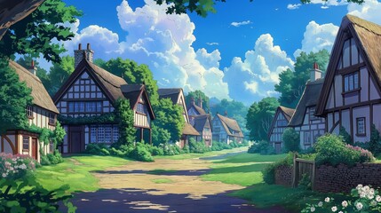 anime background of outdoor landscape , nice for wallpaper