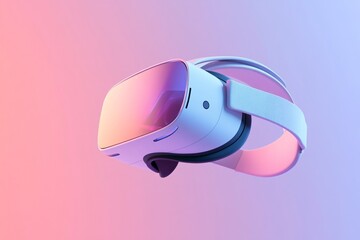 Modern VR Headset Floating Against Soft Gradient Background