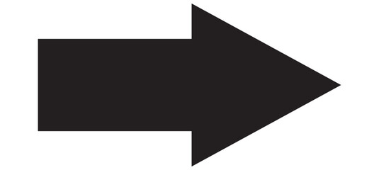 Black large forward or right pointing solid long arrow icon sketched as vector symbol