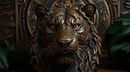 Bronze Tiger Statue with Intricate Details