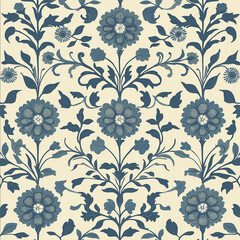 Fototapeta premium Generate a seamless Iznik ceramic pattern featuring detailed geometric and floral elements with a soft, continuous flow