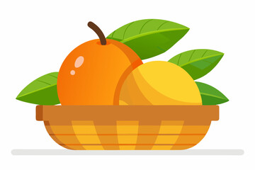 Mango fruit in basket vector art illustration