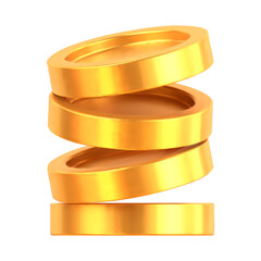 Realistic Golden Coins stack. Blank Coin money stacked isolated on white background. Gold cash currency for payment. Symbol of wealth, income and finance. Vector 3d illustration.