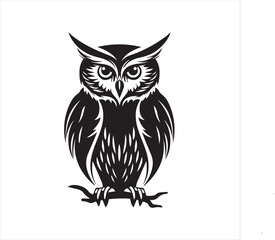Obraz premium owl on whit, eowl, bird, cartoon, animal, vector, illustration, cute, nature, art, design, character, brown, drawing, wing, beak, feather, night, eyes, wild, fun, wise, wildlife, funny, branch, icon