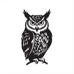 owl on whit, eowl, bird, cartoon, animal, vector, illustration, cute, nature, art, design, character, brown, drawing, wing, beak, feather, night, eyes, wild, fun, wise, wildlife, funny, branch, icon