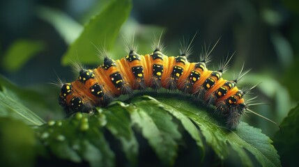 Fototapeta premium Caterpillar on a Leaf