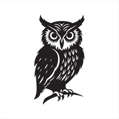 owl on whit, eowl, bird, cartoon, animal, vector, illustration, cute, nature, art, design, character, brown, drawing, wing, beak, feather, night, eyes, wild, fun, wise, wildlife, funny, branch, icon