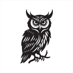 owl on whit, eowl, bird, cartoon, animal, vector, illustration, cute, nature, art, design, character, brown, drawing, wing, beak, feather, night, eyes, wild, fun, wise, wildlife, funny, branch, icon